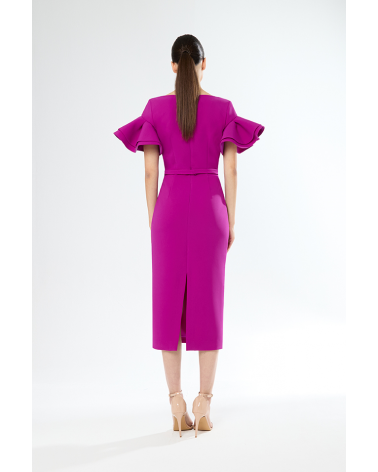 Vestido Midi con Mangas de Volantes Carla Ruiz | Jayme Shop