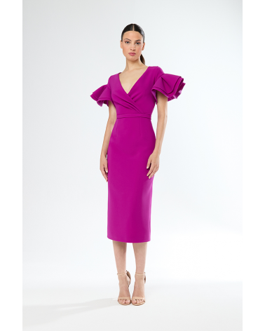 Vestido Midi con Mangas de Volantes Carla Ruiz | Jayme Shop