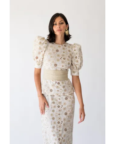 Vestido Brocado Blanca Martín | Jayme Shop