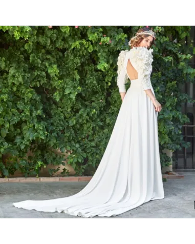 Vestido Novia Mangas Con Flores Matilde Cano | Jayme Shop