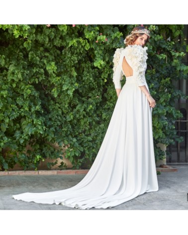 Vestido Novia Mangas Con Flores Matilde Cano | Jayme Shop