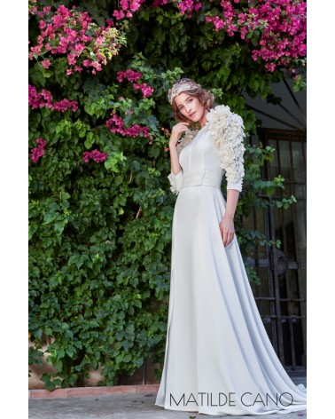 Vestido Novia Mangas Con Flores Matilde Cano | Jayme Shop