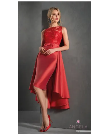 Vestido Con Sobrefalda Bordado Angela Ariza | Jayme Shop