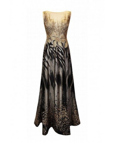 Vestido Largo Vuelo Escote Ilusión Carla Ruiz | Jayme Shop