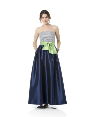 Vestido largo con falda Mikado Gloria Estellés | Jayme Shop