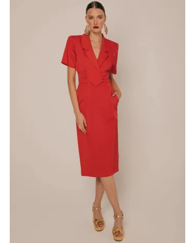 Vestido Midi con Cuello de Solapas Cherubina | Jayme Shop