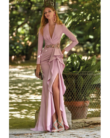 Vestido Largo con Frunces Valerio Luna | Jayme Shop