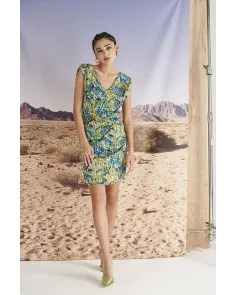 Vestido Corto Estampado Drapeado Mironcé | Jayme Shop