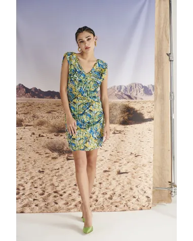 Vestido Corto Estampado Drapeado Mironcé | Jayme Shop