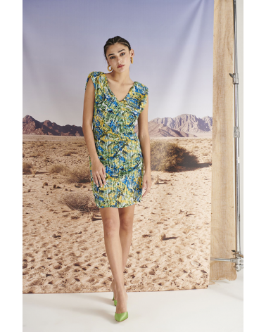 Vestido Corto Estampado Drapeado Mironcé | Jayme Shop