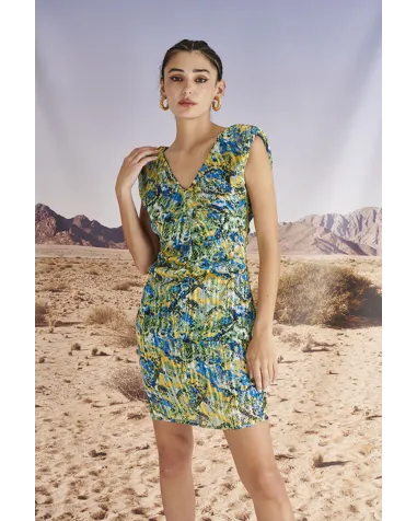 Vestido Corto Estampado Drapeado Mironcé | Jayme Shop