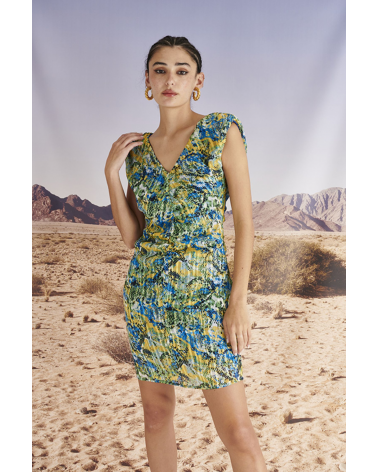 Vestido Corto Estampado Drapeado Mironcé | Jayme Shop