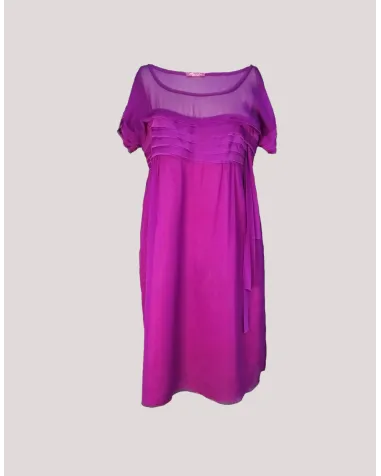 Vestido Gasa con Drapeado Miguel de Luna | Jayme Shop