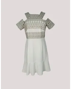 Vestido Corto de Encaje y Vuelo Carla Ruiz | Jayme Shop