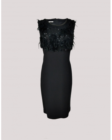 Vestido a Media Pierna con Aplique de Plumas Sabela | Jayme Shop