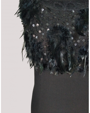 Vestido a Media Pierna con Aplique de Plumas Sabela | Jayme Shop