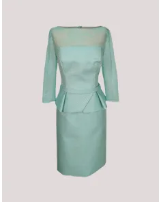 Vestido Mikado Piqué Verde Agua Angela Ariza | Jayme Shop