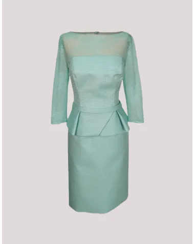 Vestido Mikado Piqué Verde Agua Angela Ariza | Jayme Shop