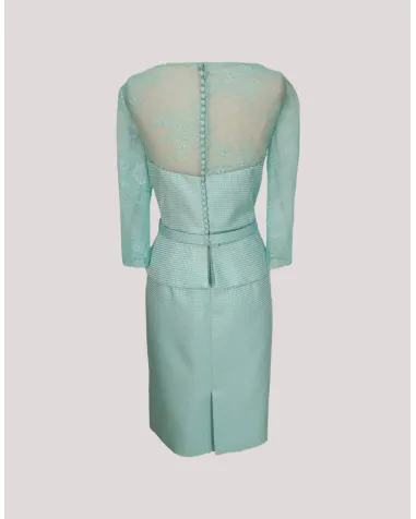 Vestido Mikado Piqué Verde Agua Angela Ariza | Jayme Shop