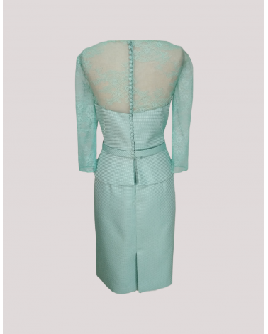 Vestido Mikado Piqué Verde Agua Angela Ariza | Jayme Shop