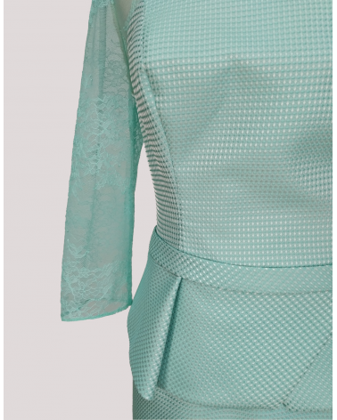 Vestido Mikado Piqué Verde Agua Angela Ariza | Jayme Shop