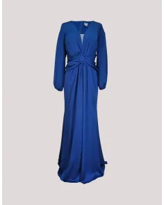 Vestido Largo Liso con Cintura Drapeada For Costume | Jayme Shop