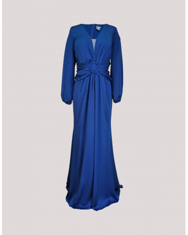 Vestido Largo Liso con Cintura Drapeada For Costume | Jayme Shop