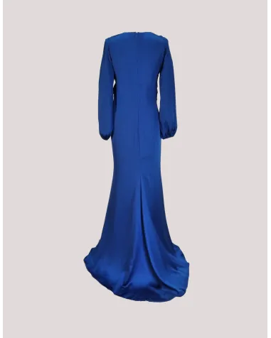 Vestido Largo Liso con Cintura Drapeada For Costume | Jayme Shop