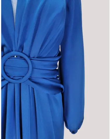 Vestido Largo Liso con Cintura Drapeada For Costume | Jayme Shop