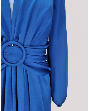 Vestido Largo Liso con Cintura Drapeada For Costume | Jayme Shop