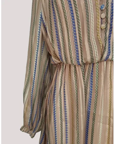 Vestido Corto de Gasa a Rayas Mironcé | Jayme Shop