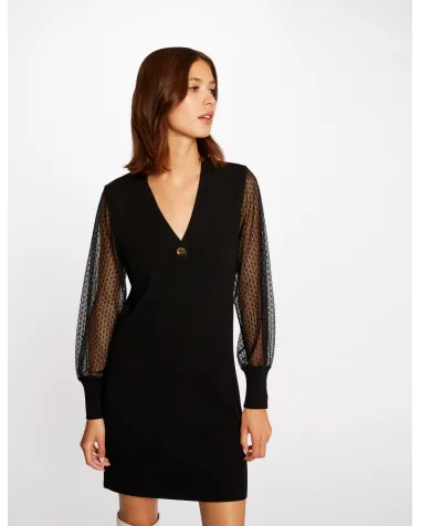 Vestido Recto con Mangas de Encaje Morgan | Jayme Shop