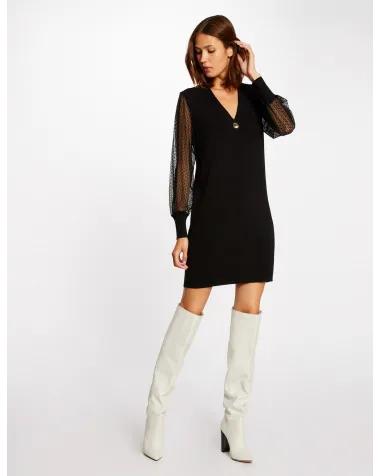 Vestido Recto con Mangas de Encaje Morgan | Jayme Shop