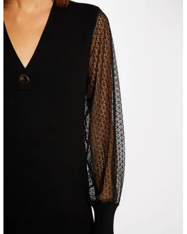 Vestido Recto con Mangas de Encaje Morgan | Jayme Shop