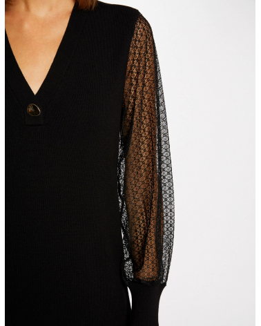 Vestido Recto con Mangas de Encaje Morgan | Jayme Shop