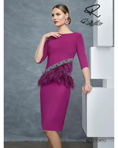 Vestido Corto con Plumas Raffaello | Jayme Shop