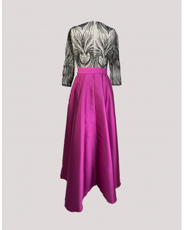 Vestido Largo con Mikado y Encaje Esthefan | Jayme Shop