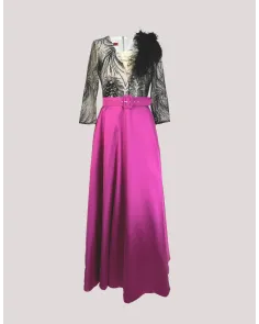 Vestido Largo con Mikado y Encaje Esthefan | Jayme Shop 2