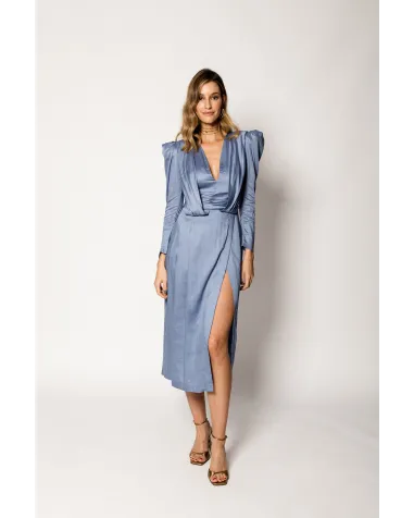 Vestido Flavia Celeste Blanca Martín | Jayme Shop