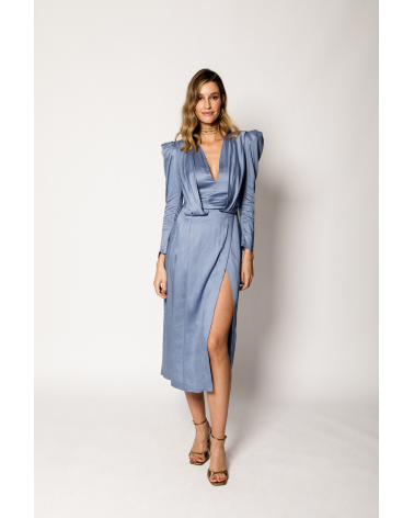 Vestido Flavia Celeste Blanca Martín | Jayme Shop