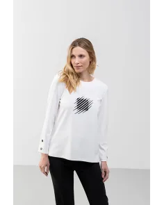 Jersey Blanco con Cuello Redondo Hongo | Jayme Shop