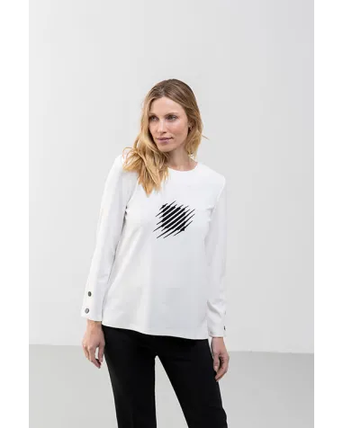 Jersey Blanco con Cuello Redondo Hongo | Jayme Shop