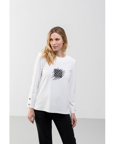 Jersey Blanco con Cuello Redondo Hongo | Jayme Shop