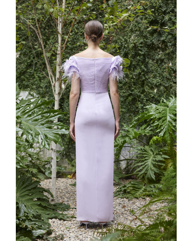 Vestido Largo con Apliques en Hombros Carla Ruiz | Jayme Shop