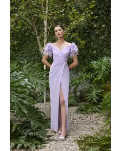 Vestido Largo con Apliques en Hombros Carla Ruiz | Jayme Shop