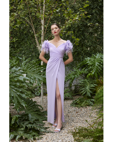 Vestido Largo con Apliques en Hombros Carla Ruiz | Jayme Shop