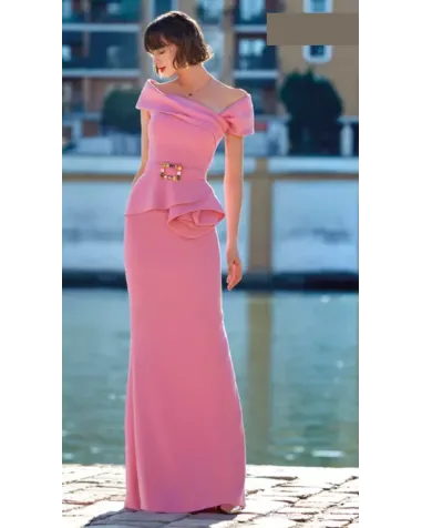 Vestido Largo Con Escote Asimétrico Valerio Luna | Jayme Shop