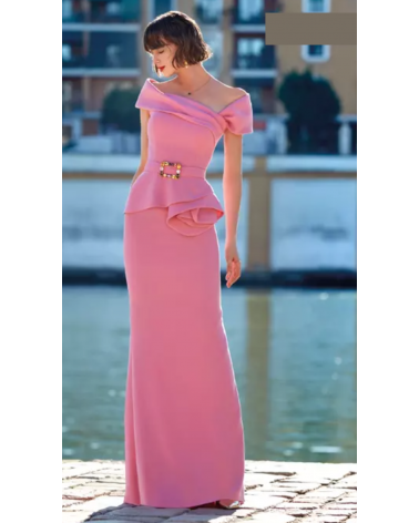 Vestido Largo Con Escote Asimétrico Valerio Luna | Jayme Shop